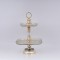 DECORATIVE CAKE STAND 2 TIERS GLASS WITH GOLD DETAILS 26x43cm 819-01029