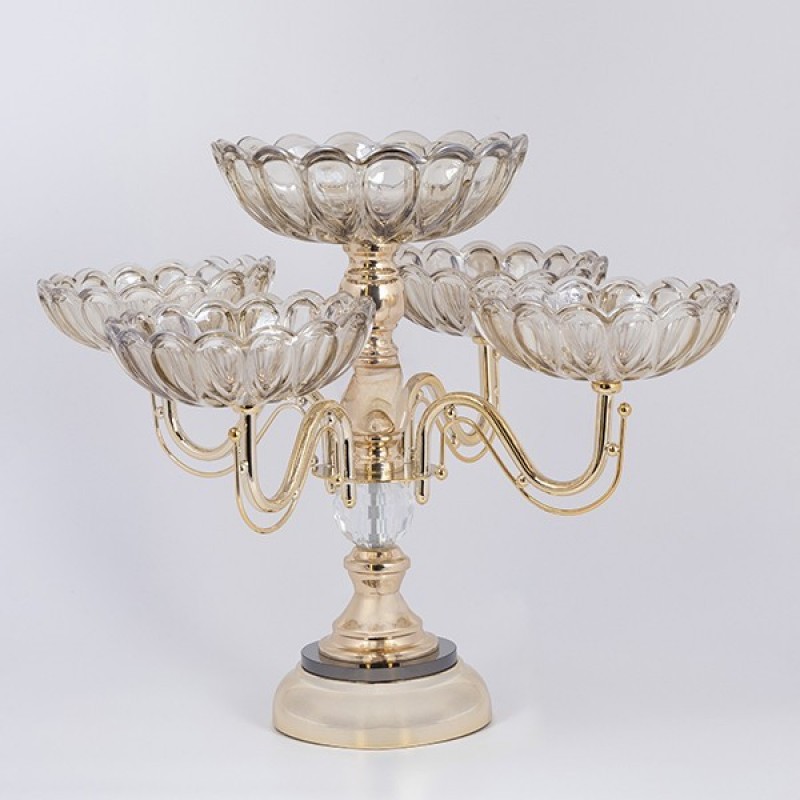 DECORATIVE SWEET JAR GLASS WITH METALLIC ACCENTS GOLD 35x35cm 819-01030