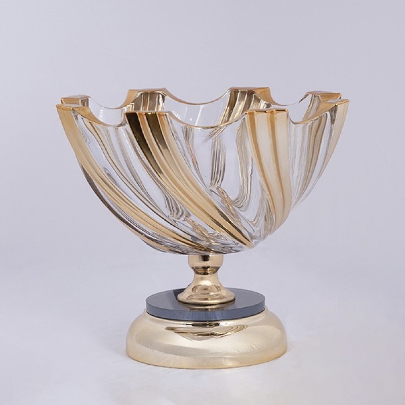 DECORATIVE SWEET JAR GLASS WITH METALLIC ACCENTS GOLD 24x26cm 819-01032