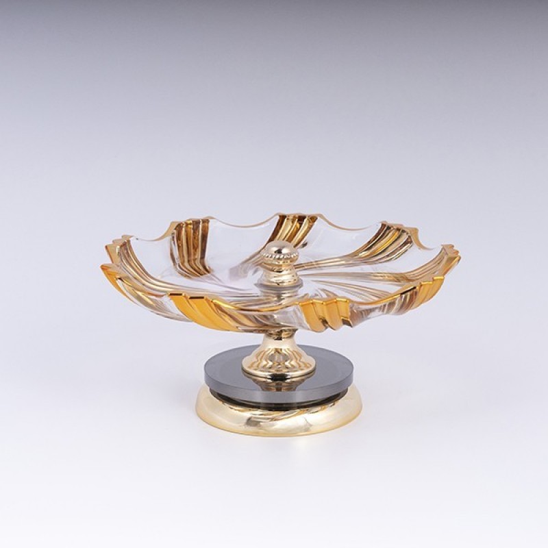 DECORATIVE SWEET JAR GLASS WITH METALLIC ACCENTS GOLD 23x17cm 819-01033