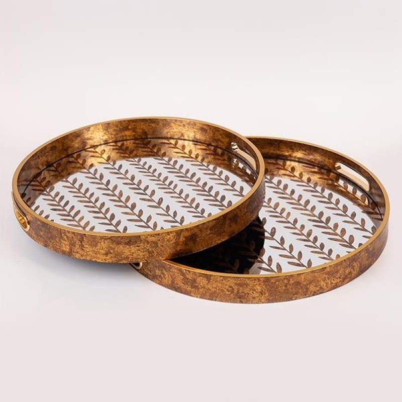 S/2 TRAY PS & MIRROR BRONZE 40x40x4cm / 36x36x4cm 819-01161