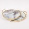 S/2 TRAY METAL  GLASS MARBLE EFFECT - GOLD 35x35x6cm / 30x30x6cm 819-01165