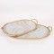 S/2 TRAY METAL & GLASS GOLD -WHITE 47.5x30x6cm / 40x25x6cm 819-01168