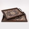 S/2 TRAY PS & GLASS BROWN 49.5x36.5x6cm / 44x31x6cm 819-01169