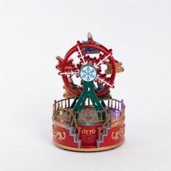 FERRIS WHEEL, GREEN RED, WITH LIGHT, MUSIC AND MOVEMENT, BATTERY OPERATED, 13x13x18.5cm 600-47709