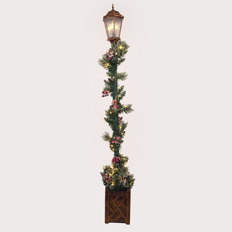 COLUMN WITH CHRISTMAS GARLAND, ILLUMINATED, WITH ADAPTOR, 210cm 600-47923