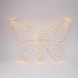 LIGHTED BUTTERFLY, ADAPTOR, TIMER, SILVER COPPER WIRE, 380 DARK WARM WHITE & 320+60 FLASH WARM WHITE LED, LEAD WIRE 5m, IP44 600-48165