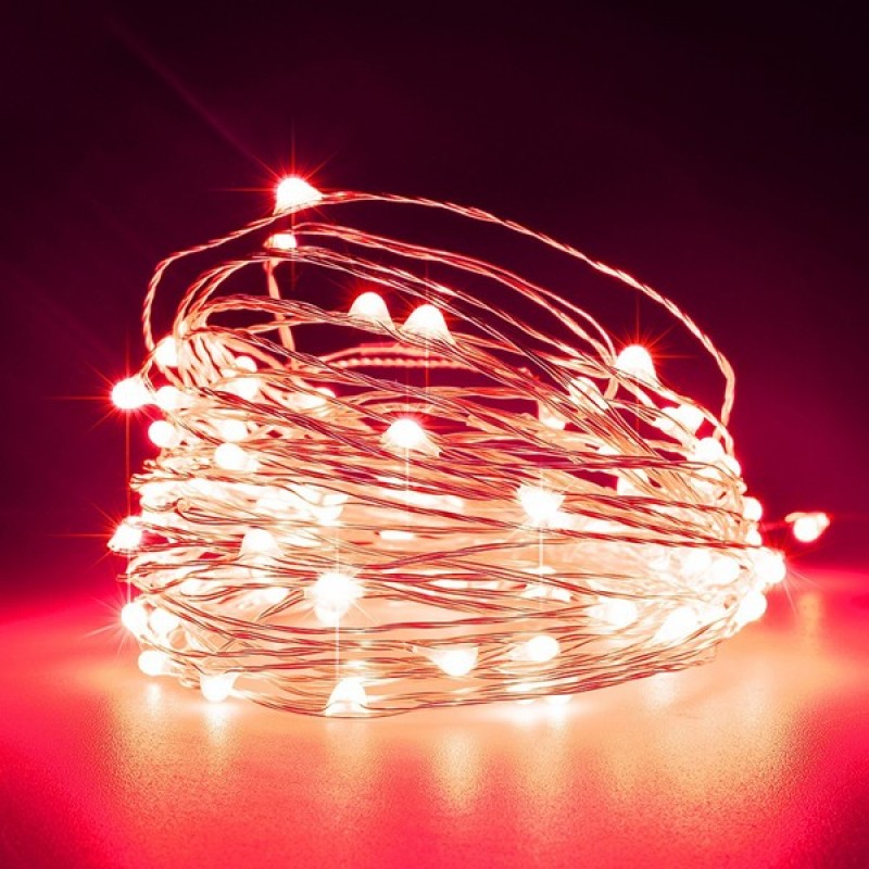 МИНИ LED СВЕТЛИННА ЛЕНТА 100 LED - ЧЕРВЕНА