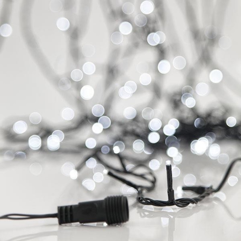 LINE, 180 LED 3mm, 2 CONNECTORS UNTIL 6 SET, GREEN PVC WIRE, WHITE LED, PER 7,5cm, (NO ADAPTOR, NO LEAD WIRE), IP44 600-19600