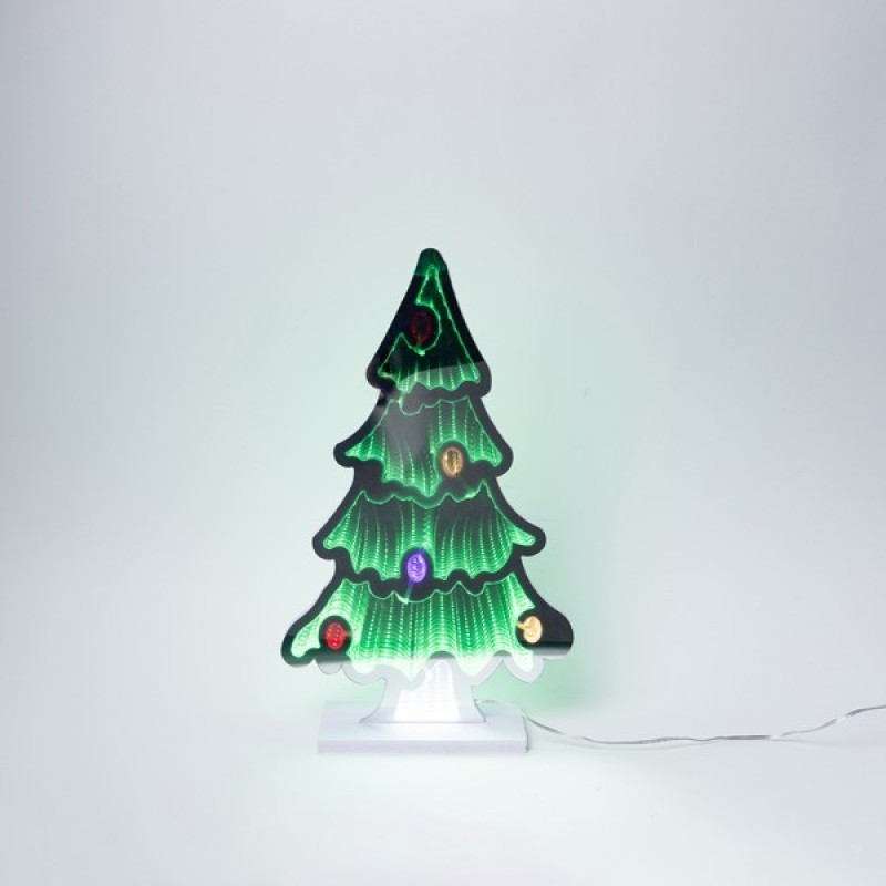 CHRISTMAS TREE 30x23cm, DECORATIVE MIRROR WITH LED TAPE, ADAPTOR, 147 LED, MULTI LED, LEAD WIRE 3m, IP20 600-48019