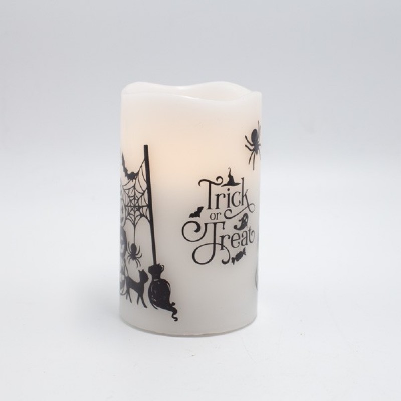 LIGHTED CANDLE WITH MOVING FLAME, HALLOWEEN DESIGN, TIMER, 7,5x12,5cm, IP20 147-15138