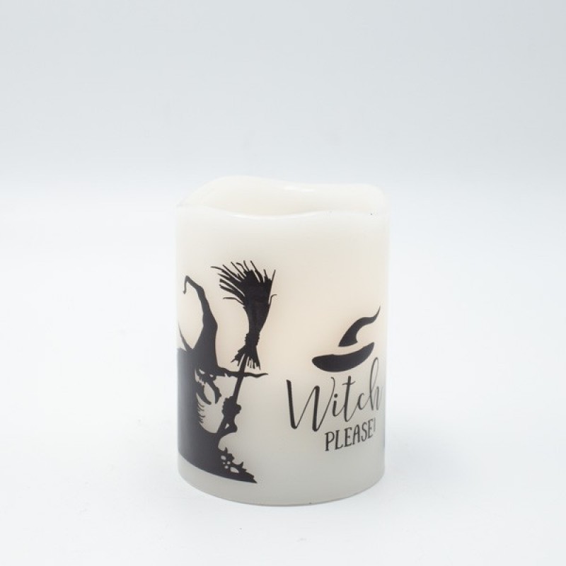 LIGHTED CANDLE WITH MOVING FLAME, HALLOWEEN DESIGN, TIMER, 7,5x10cm, IP20 147-15139