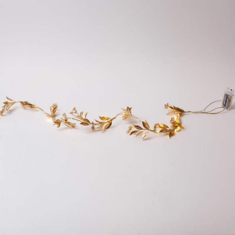 СВЕТЕЩА ЗЛАТНА ГИРЛЯНДА С ПЪПКОВЕ 150 СМ