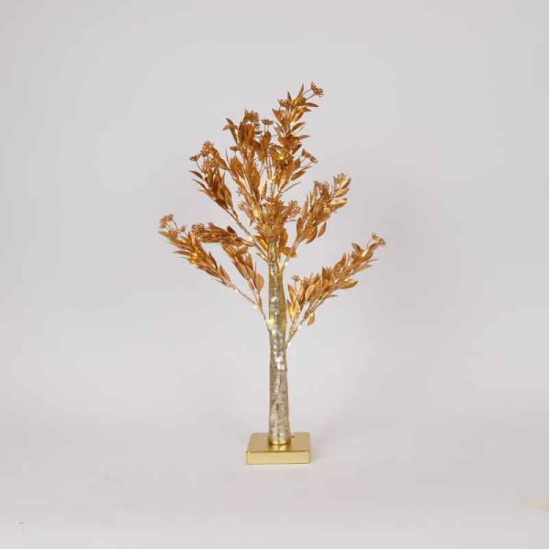 GOLD TREE WITH BUDS 60cm, BATTERY BOX 3xAA, TIMER, 40 MINI LED, WARM WHITE, IP20 600-30708