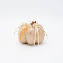 PUMPKIN, METALLIC DARK CHAMPAGNE, WITH FEATHER, 9x11cm 600-47010