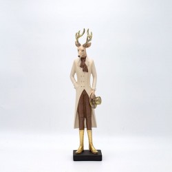 REINDEER POLYRESIN, WITH SMOKING AND HAT, 38cm 600-47126
