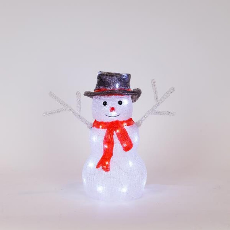 ACRYLIC SNOWMAN, ADAPTOR, 40 WHITE LED, 31x18x34cm, LEAD WIRE 5m, IP44 600-47215