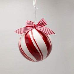 GLASS BALL, CANDY WITH BOW, SET 2PCS, 12cm 600-47444