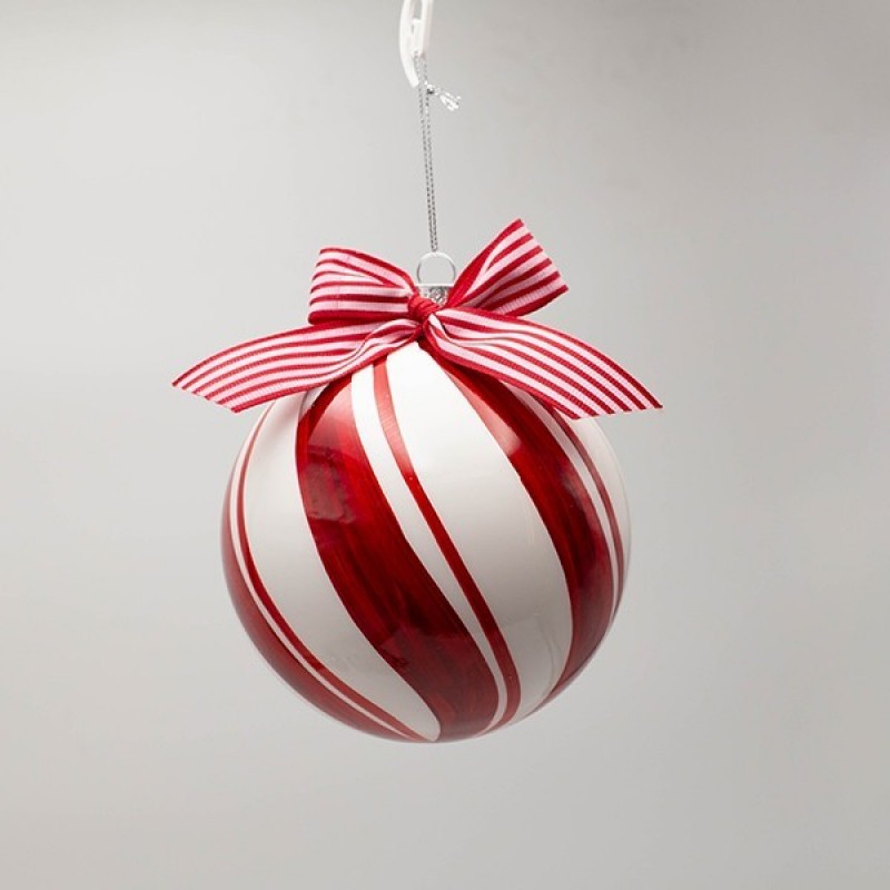 GLASS BALL, CANDY WITH BOW, SET 2PCS, 12cm 600-47444