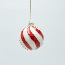 GLASS BALL, CANDY WITH GOLD GLITTER, SET 4PCS, 8cm 600-47450