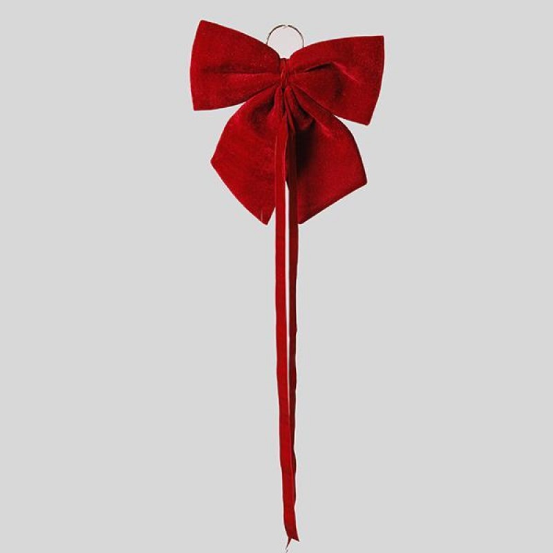 BOW, VELVET BURGUNDY, WITH RIBBON, 34cm 600-47569