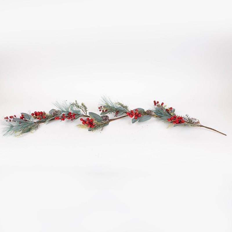 GARLAND WITH RED PEARL BERRIES, 130cm 600-47978