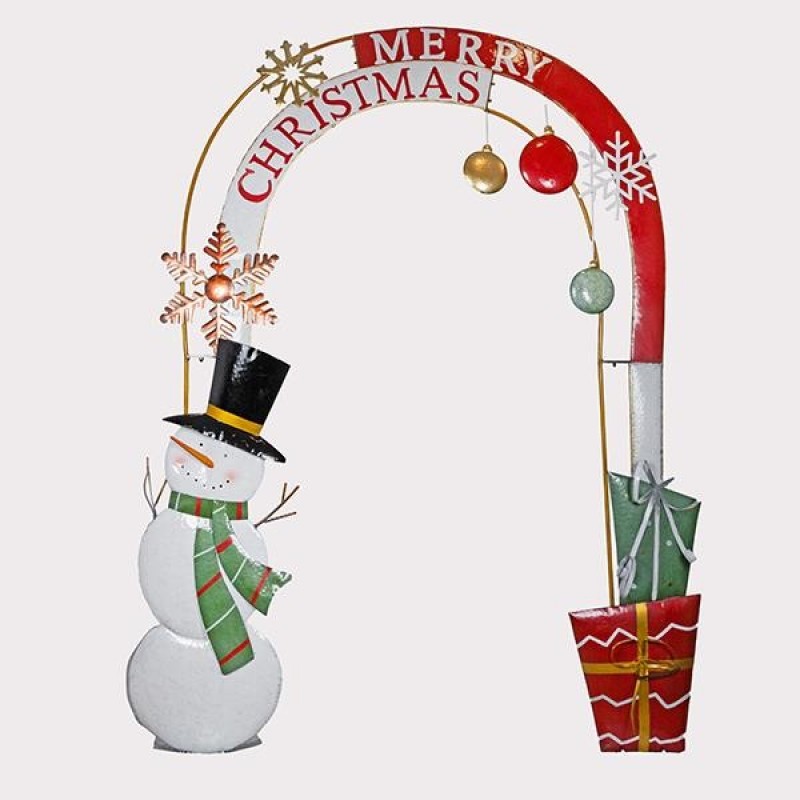 METALLIC ARCH WITH SNOWMAN, MERRY CHRISTMAS, 216x50x286cm 600-48012