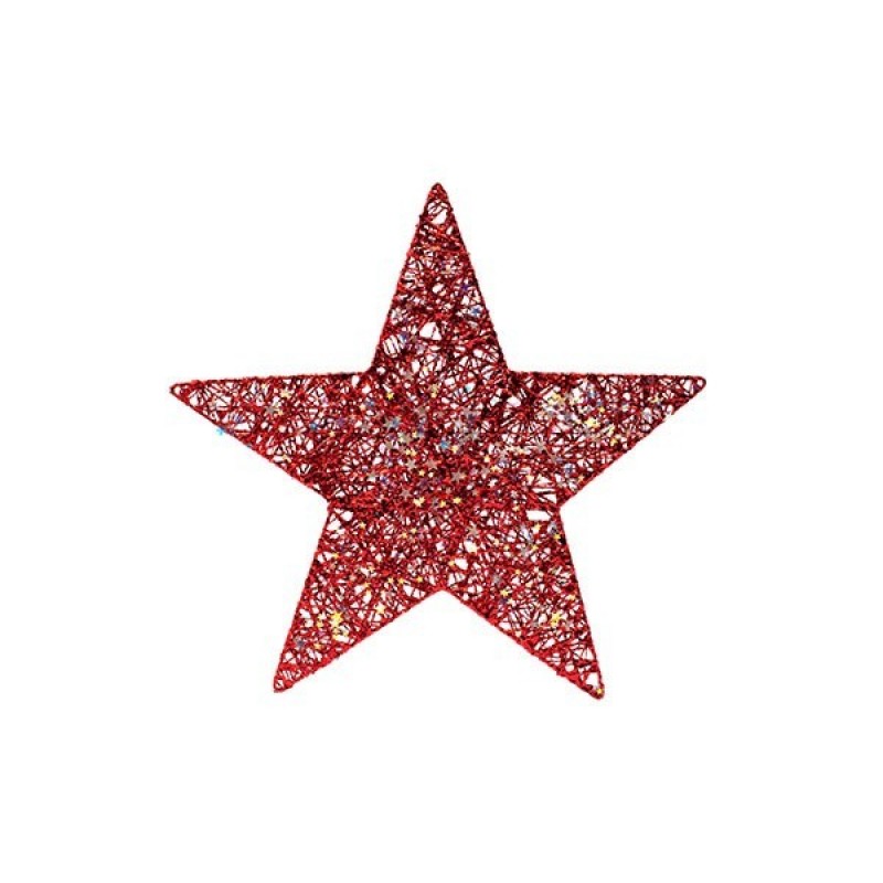 STAR WITH RED THREAD AND IRIDESCENT LITTLE STARS, 30cm 600-48052