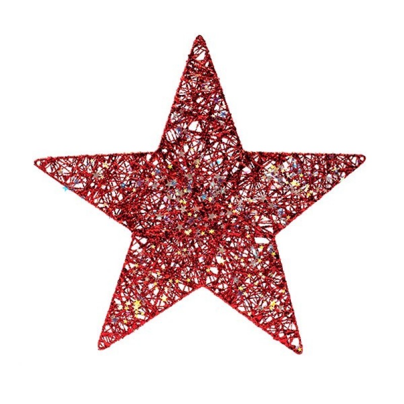 STAR WITH RED THREAD AND IRIDESCENT LITTLE STARS, 40cm 600-48053