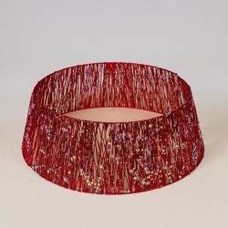 TREE SKIRT WITH RED THREAD AND IRIDESCENT LITTLE STARS, 60x20cm 600-48057