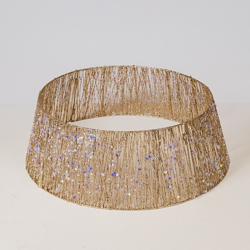 TREE SKIRT WITH CHAMPAGNE THREAD AND IRIDESCENT LITTLE STARS, 60x20cm 600-48058