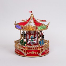 CAROUSEL, RED GOLD, WITH MUSIC, MOVEMENT, AND LIGHT, WITH TRANSFORMER, 23.2x23x2x28x2cm 600-48075
