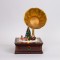GRAMOPHONE WITH CHRISTMAS SCENE, WITH MUSIC, MOVEMENT, AND LIGHT, WITH TRANSFORMER, 24.5x22.5x35.5cm 600-48076