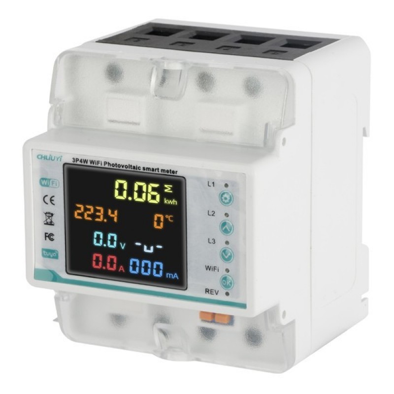 3 PHASE DIN RAIL METER DIGITAL WIDE WIFI 100A 147-02067